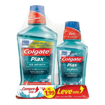 Enxaguante Bucal Antisséptico Colgate Plax Ice Fusion 500ml + 250ml